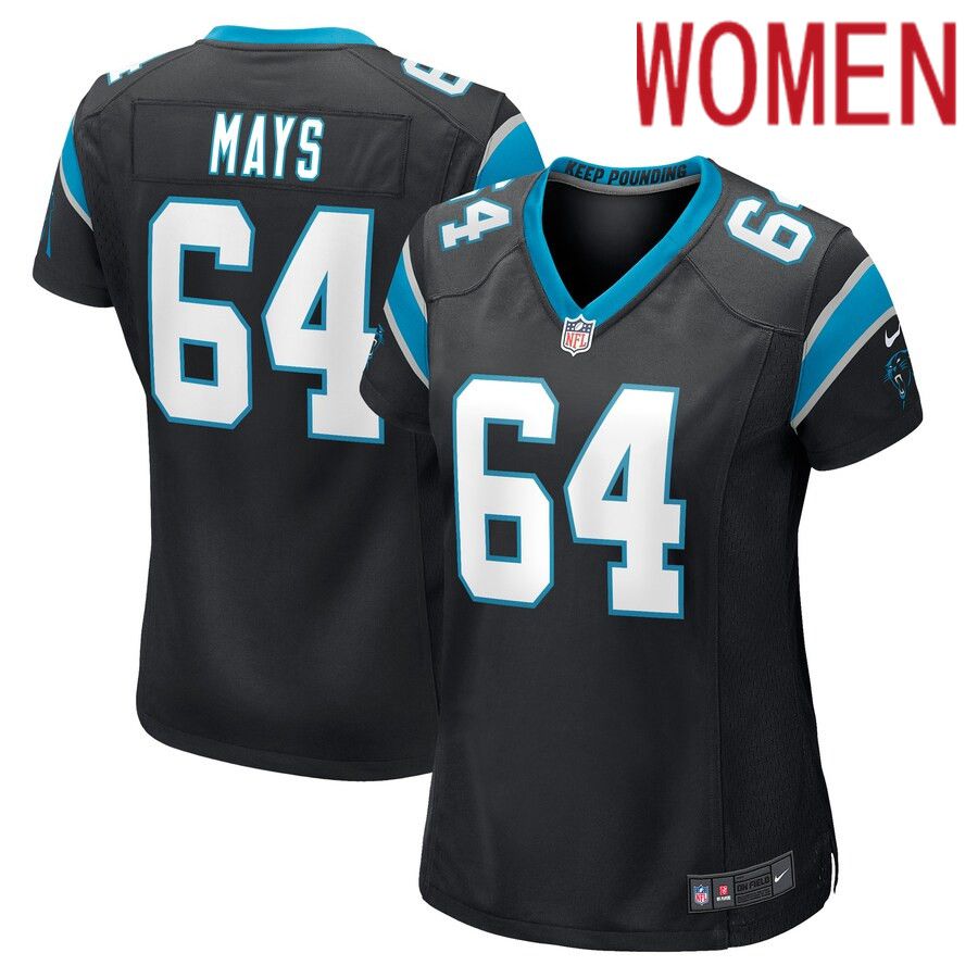 Women Carolina Panthers #64 Cade Mays Nike Black Game Player NFL Jersey